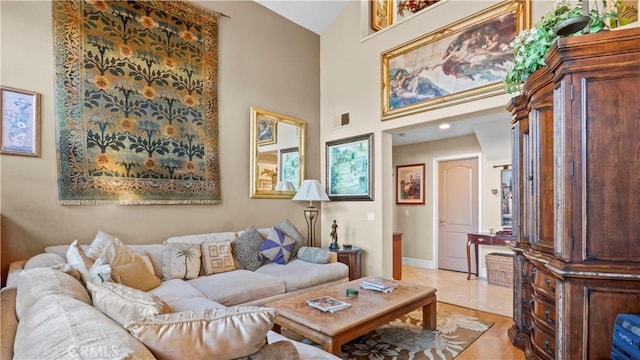 1551 Dominguez Ranch Rd, Corona, CA 92882 - living area with baseboards and high vaulted ceiling
