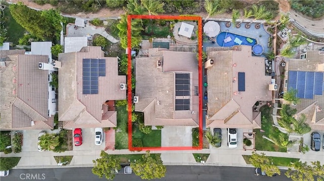 1551 Dominguez Ranch Rd, Corona, CA 92882 - aerial view of property and surrounding area featuring property parcel outlined