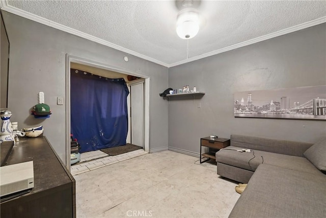 12737 Cometa Ave, San Fernando, CA 91340 - living area with crown molding and a textured ceiling