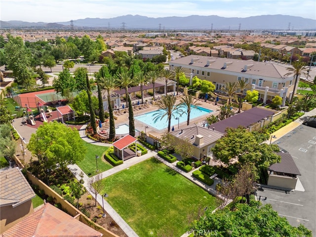3170 E Painted Crescent St, Ontario, CA 91762 - aerial view of residential area featuring mountains and a pool