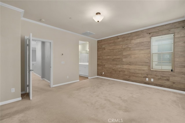 3170 E Painted Crescent St, Ontario, CA 91762 - spare room featuring ornamental molding, wooden walls, carpet floors, baseboards, and a smoke detector