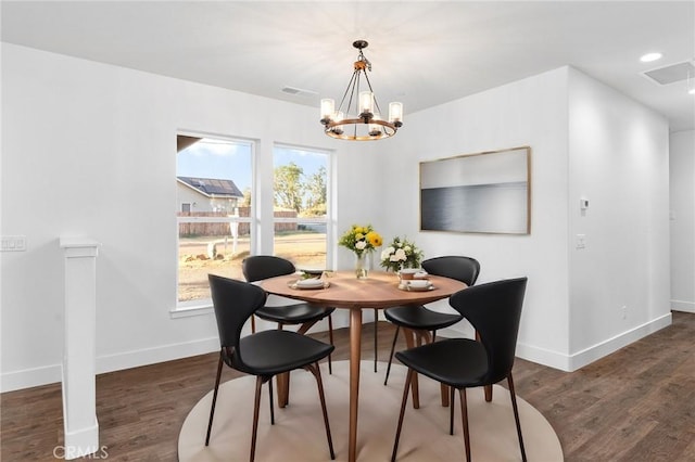 576 Roberts Rd, Paradise, CA 95969 - dining room featuring baseboards, a chandelier, wood finished floors, and recessed lighting