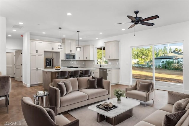 576 Roberts Rd, Paradise, CA 95969 - living room with recessed lighting and a ceiling fan
