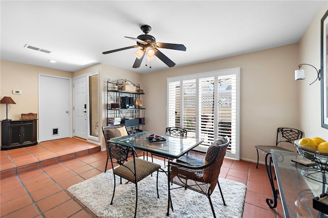 3340 E Collins Ave Unit 30, Orange, CA 92867 - dining area with tile patterned floors and a ceiling fan