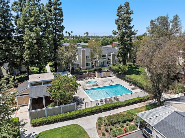 3340 E Collins Ave Unit 30, Orange, CA 92867 - community pool featuring a community hot tub, a residential view, and a patio