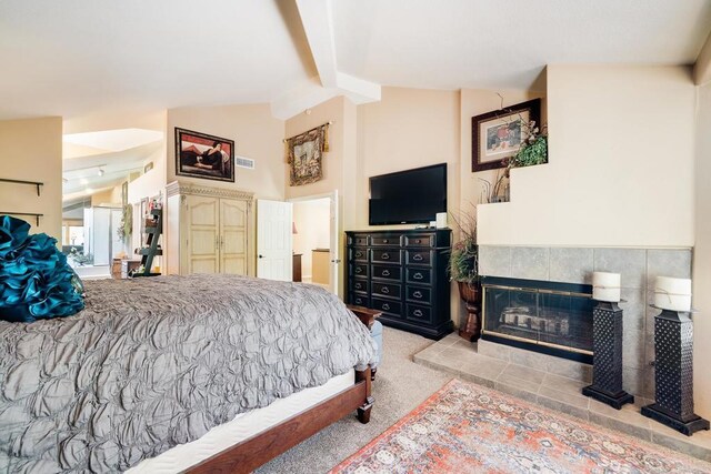 26395 Marsala Way, Mission Viejo, CA 92692 - bedroom featuring a tile fireplace and carpet flooring