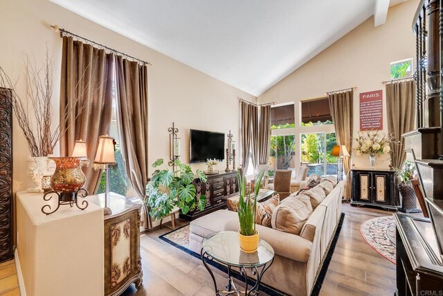 26395 Marsala Way, Mission Viejo, CA 92692 - living area with wood finished floors and high vaulted ceiling
