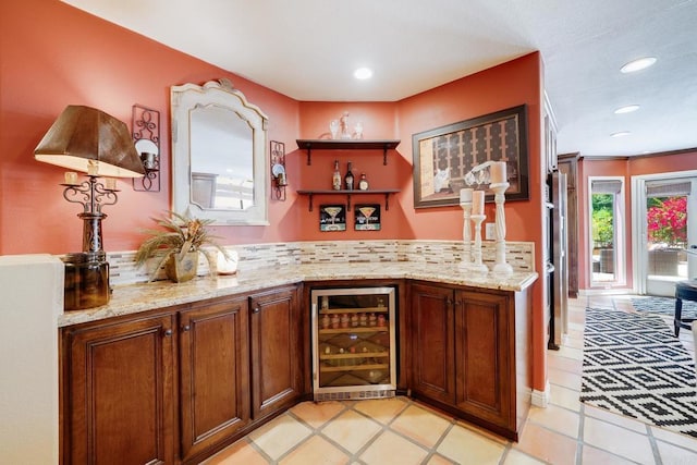 26395 Marsala Way, Mission Viejo, CA 92692 - indoor dry bar featuring beverage cooler, recessed lighting, and light tile patterned flooring