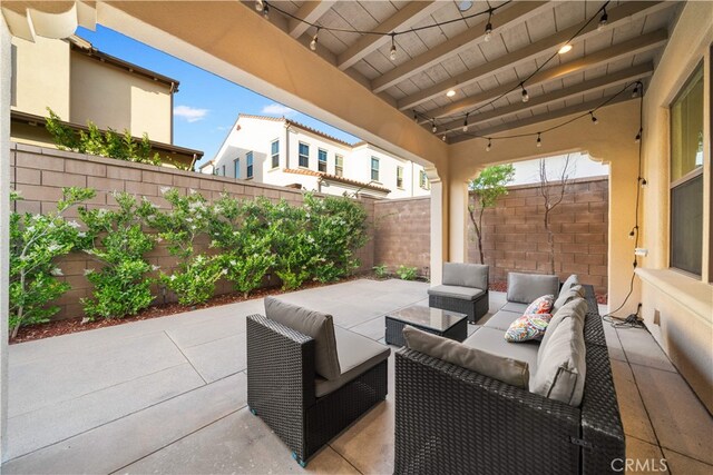 112 Turning Post, Irvine, CA 92620 - fenced backyard featuring an outdoor living space and a patio area