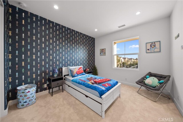 112 Turning Post, Irvine, CA 92620 - bedroom featuring carpet flooring, recessed lighting, baseboards, and an accent wall