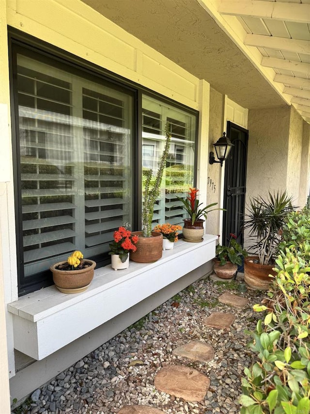 7975 Playmor Ter, San Diego, CA 92122 - property entrance featuring a porch and stucco siding