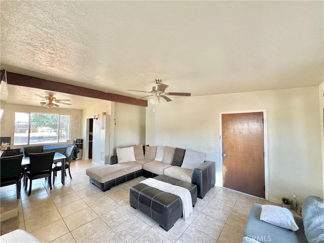23079 Minnetonka Rd, Apple Valley, CA 92308 - living area with a ceiling fan and light tile patterned floors