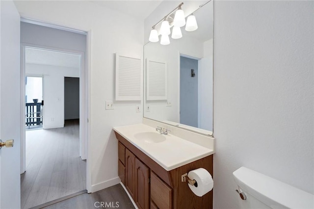 3602 W Estates Ln Unit 306, Rolling Hills Estates, CA 90274 - half bathroom with toilet, wood finished floors, vanity, and baseboards