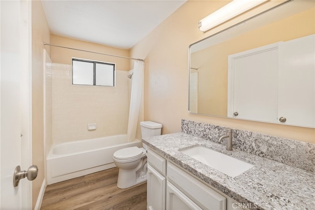 42490 Ranger Circle Way, Coarsegold, CA 93614 - bathroom with wood finished floors, vanity, toilet, and shower / tub combo with curtain