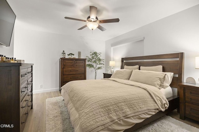 2328 N H St, Oxnard, CA 93036 - bedroom with light wood-type flooring, ceiling fan, and baseboards