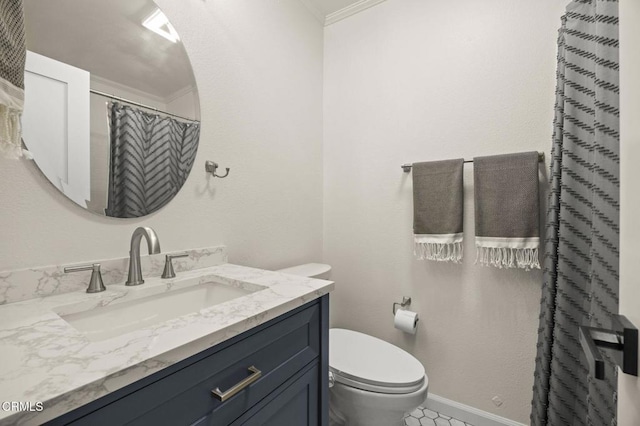 2328 N H St, Oxnard, CA 93036 - full bath featuring ornamental molding, toilet, and vanity