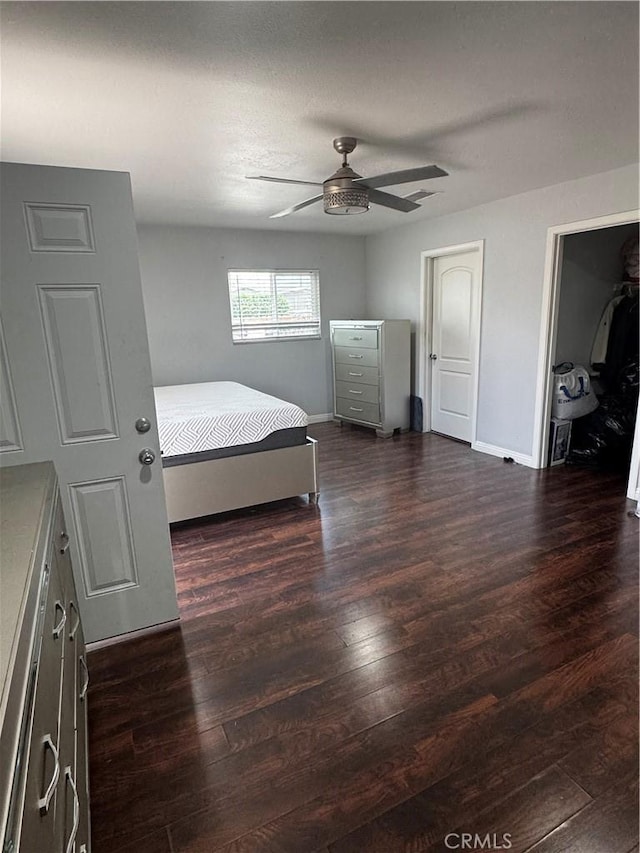 12968 Vaughn St, San Fernando, CA 91340 - bedroom with wood finished floors, baseboards, and a ceiling fan