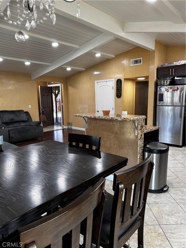12968 Vaughn St, San Fernando, CA 91340 - dining space with light tile patterned flooring and recessed lighting