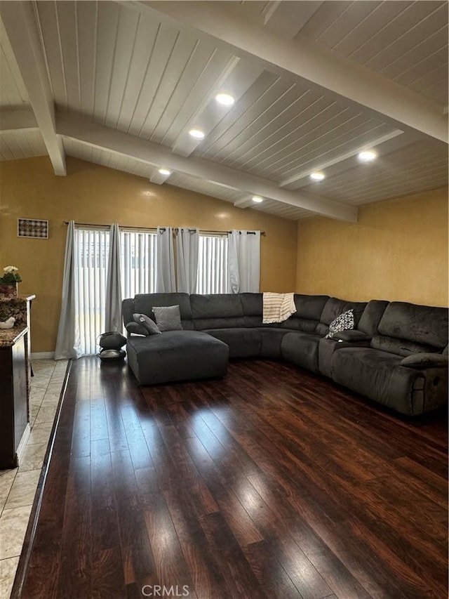 12968 Vaughn St, San Fernando, CA 91340 - living area with light wood-style floors, baseboards, and wooden ceiling