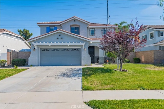 15752 Mimosa Ct, Fontana, CA 92336 - mediterranean / spanish home with stucco siding, a tile roof, and concrete driveway