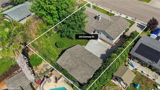 253 Gurnsey Dr, Red Bluff, CA 96080 - aerial overview of property's location featuring property boundaries highlighted