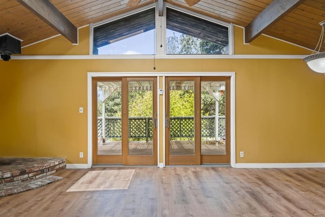 29131 Half Moon Trl, Pine Valley, CA 91962 - entryway featuring wood ceiling, healthy amount of natural light, baseboards, and wood finished floors