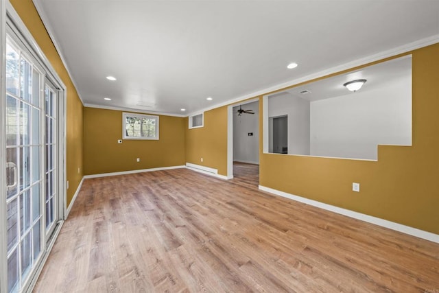 29131 Half Moon Trl, Pine Valley, CA 91962 - spare room with ornamental molding, baseboards, light wood finished floors, recessed lighting, and a baseboard heating unit