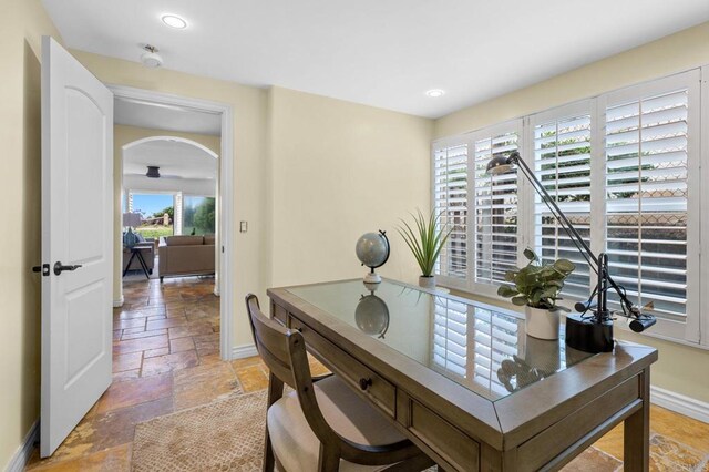 515 S Sierra Ave Unit 130, Solana Beach, CA 92075 - office area with stone tile flooring, baseboards, and recessed lighting