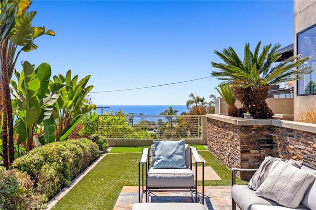 31532 Valido Rd, Laguna Beach, CA 92651 - view of patio / terrace featuring a water view and an outdoor hangout area
