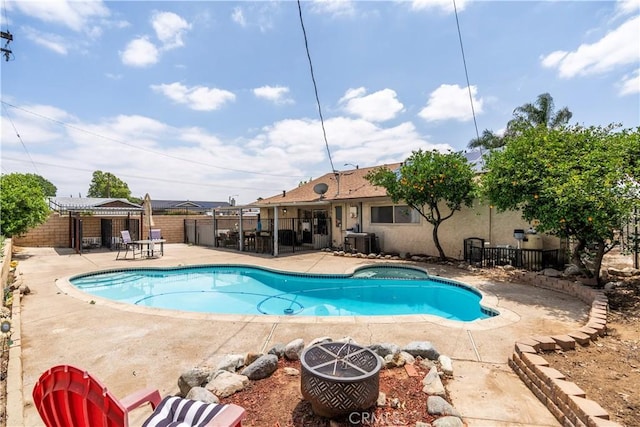 19264 Casmalia St, Rialto, CA 92377 - view of pool featuring a patio and central AC unit