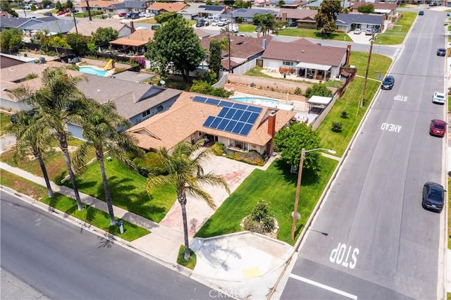 19264 Casmalia St, Rialto, CA 92377 - aerial perspective of suburban area with a pool area