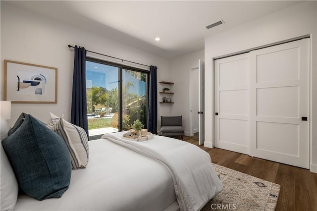 1088 Via Conca Doro, Vista, CA 92084 - bedroom featuring access to exterior, wood finished floors, recessed lighting, a closet, and baseboards