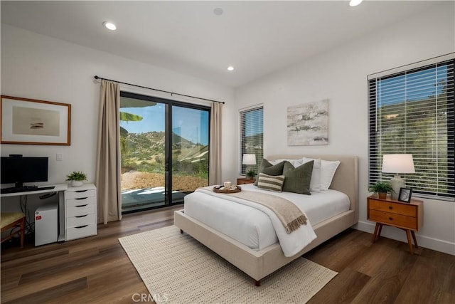 1088 Via Conca Doro, Vista, CA 92084 - bedroom featuring access to outside, recessed lighting, and dark wood finished floors