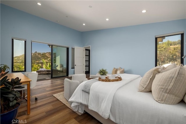 1088 Via Conca Doro, Vista, CA 92084 - bedroom with multiple windows, recessed lighting, wood finished floors, and access to exterior