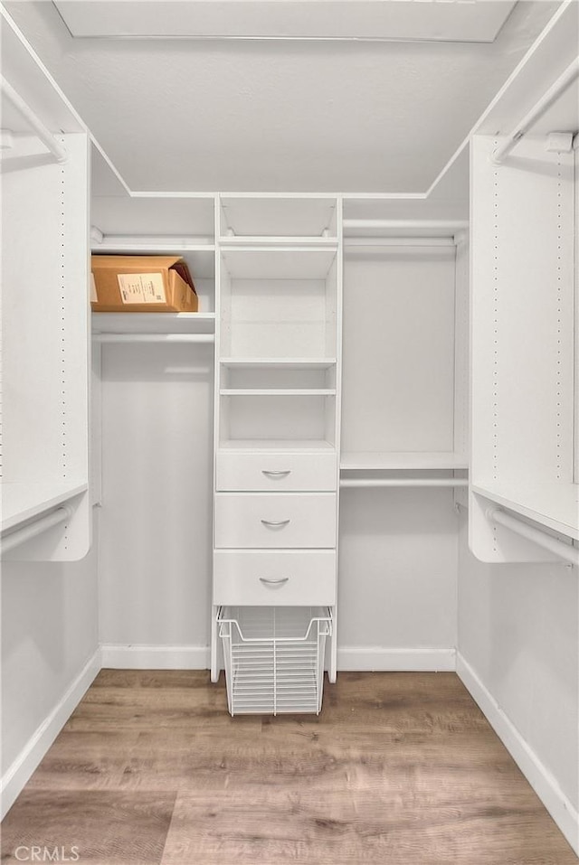 spacious closet with wood finished floors