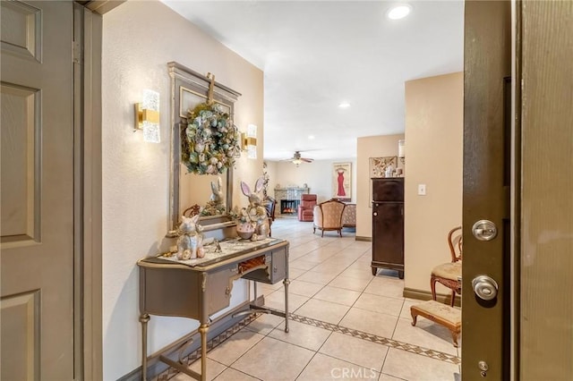 330 E Gladstone St, San Dimas, CA 91773 - hallway with light tile patterned flooring and recessed lighting