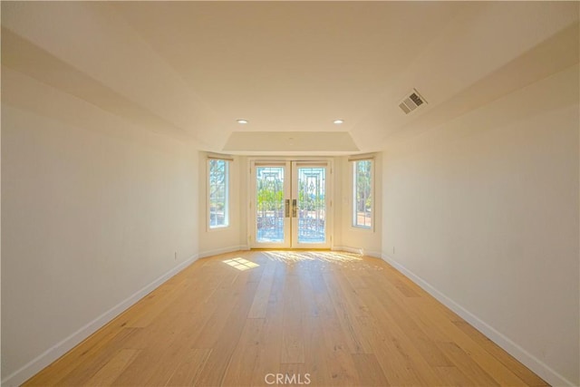 26710 Camino Seco, Temecula, CA 92590 - spare room with baseboards, french doors, light wood-style floors, and recessed lighting