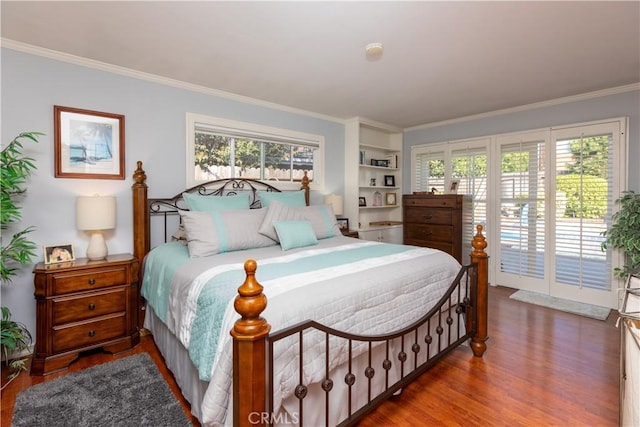 2952 Pemba Dr, Costa Mesa, CA 92626 - bedroom with wood finished floors, crown molding, multiple windows, and access to outside