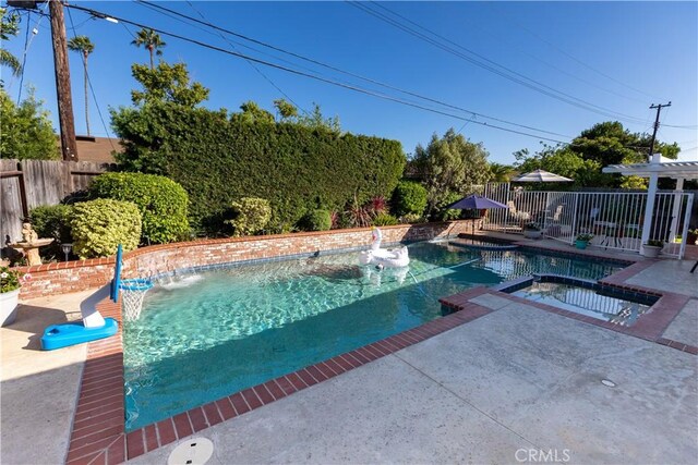 2952 Pemba Dr, Costa Mesa, CA 92626 - view of pool with a fenced backyard, a patio, and a pool with connected hot tub
