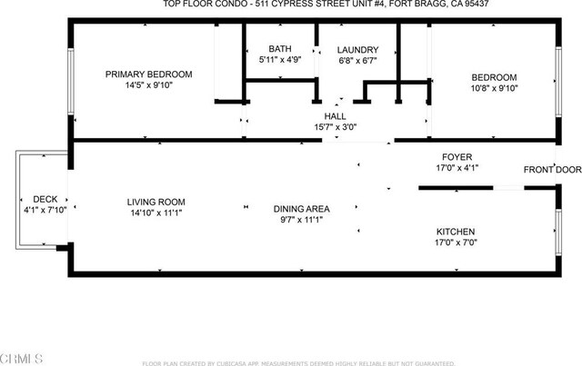 511 Cypress St Unit 4, Fort Bragg, CA 95437 - room layout
