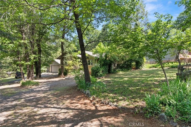 14693 Lafayette Cir, Magalia, CA 95954 - view of yard with a garage and dirt driveway