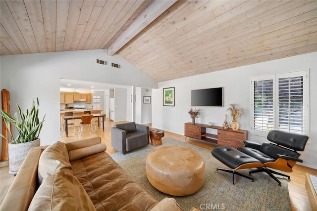 2350 Meadow St, San Luis Obispo, CA 93401 - living room with light wood-style floors, wood ceiling, and baseboards