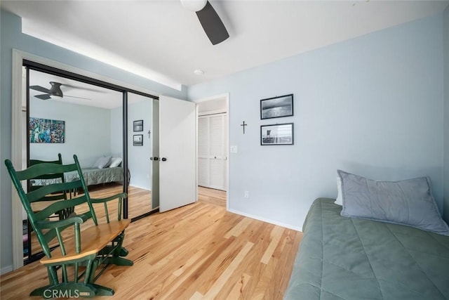2350 Meadow St, San Luis Obispo, CA 93401 - bedroom with light wood-type flooring, a ceiling fan, and baseboards