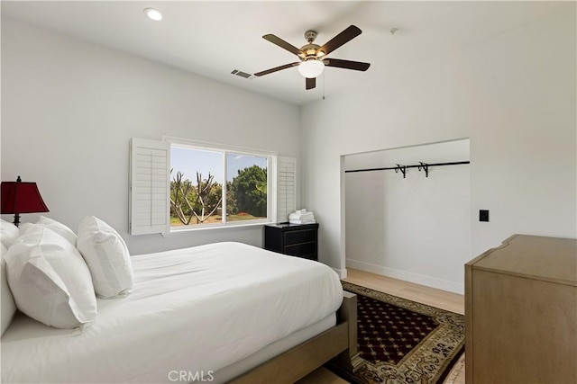 3610 Monserate Hill Ct, Fallbrook, CA 92028 - bedroom featuring wood finished floors, recessed lighting, baseboards, and ceiling fan