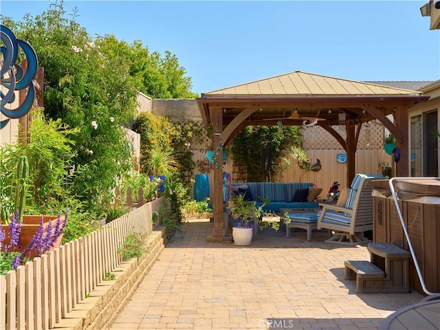 1417 23rd St, Oceano, CA 93445 - fenced backyard featuring a gazebo, an outdoor hangout area, and a patio