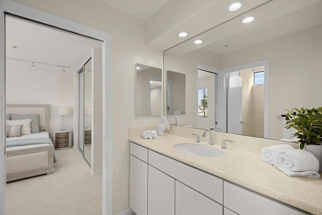 3868 Riviera Dr Unit 4A, San Diego, CA 92109 - full bath with vanity, connected bathroom, and recessed lighting
