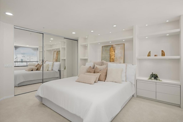 3868 Riviera Dr Unit 4A, San Diego, CA 92109 - bedroom featuring light colored carpet, recessed lighting, and a closet