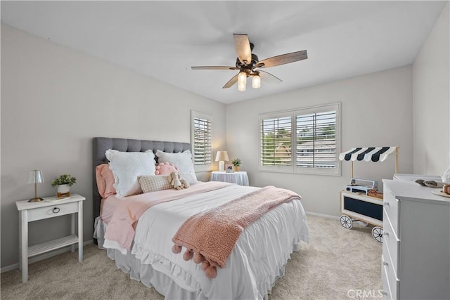 22011 Iron Horse Pl, Saugus, CA 91390 - bedroom featuring light colored carpet, baseboards, and a ceiling fan