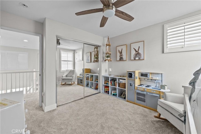 22011 Iron Horse Pl, Saugus, CA 91390 - living area with ceiling fan and carpet floors