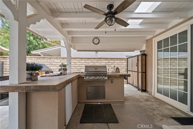 22011 Iron Horse Pl, Saugus, CA 91390 - view of patio with a ceiling fan and a sink